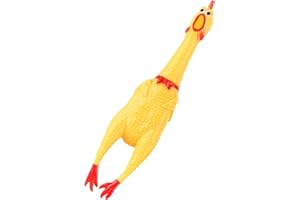 Screaming Chicken Toy, Rubber Squaking Chicken Stress Relief Funny Safety Squaking Toy for Adults Kids Yellow (M