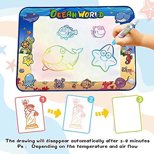 CPSYUB AquaDoodle Mat,Large Size 40x28 inches Kids Toys with Colorful Aqua Magic Mat&Water Drawing Doodle Mat,Educational Kids Toys for Age 1 2 3 4 5 6 7 8 9 10 11 Year Old Boys Girls Age Toddler Gift - Thumbnail 5