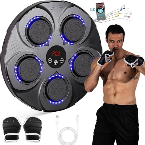 Beauenty Music Boxing Machine,Wall Mounted Smart Boxing Trainer,LED Light Intelligent Boxing Target,Adult Youth Boxing Training Punching Equipment with Boxing Gloves,Boxing Game for Gym and Home
