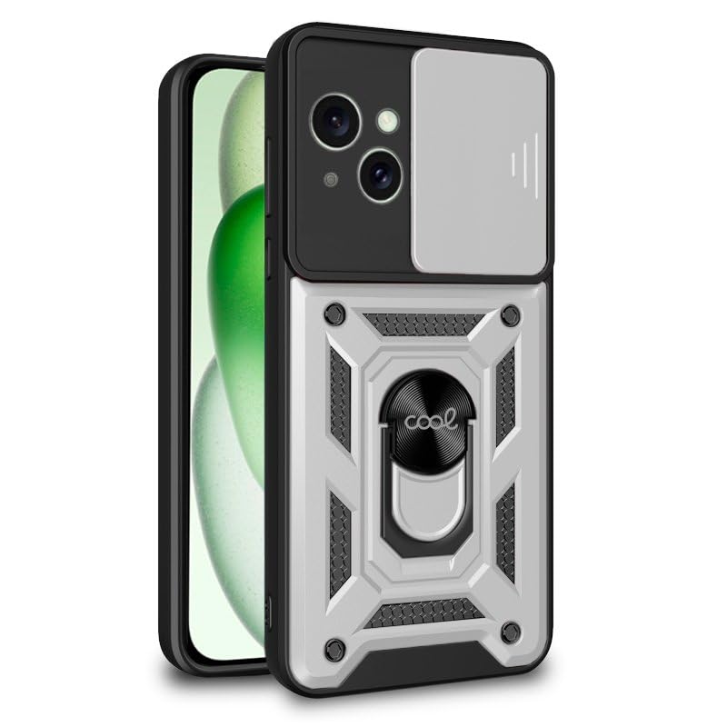 Cool Case for iPhone 15 Plus Hard Ring Silver