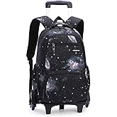 ETAISHOW Galaxy Rolling Backpack for Boys Girls Backpack with Wheels for Elementary School Kids Wheeled Backpack
