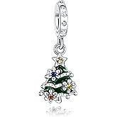 Doyafer Christmas Tree Charms 925 Sterling Silver Bead Fit Women's Bracelet Necklace Charm Holiday Christmas Birthday Gifts For Women