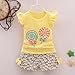 Fabal 2Pc Baby Girl Clothes Summer Tee +Short Pants Kids Girls Casual Outfits Lolly (3T, Yellow)