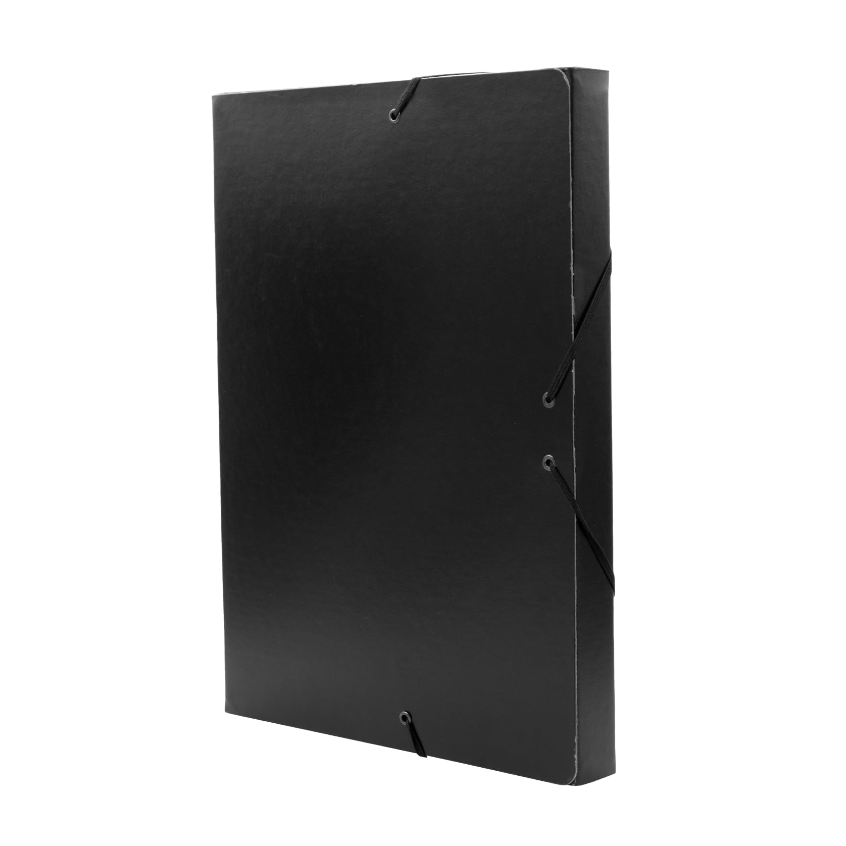 Raylu Paper Project Folder Matt A4 with 3 cm Spine Width, Sturdy Cardboard Folder and Closure with Elastic Bands for School Projects or Office, 34 x 24 cm (Black)