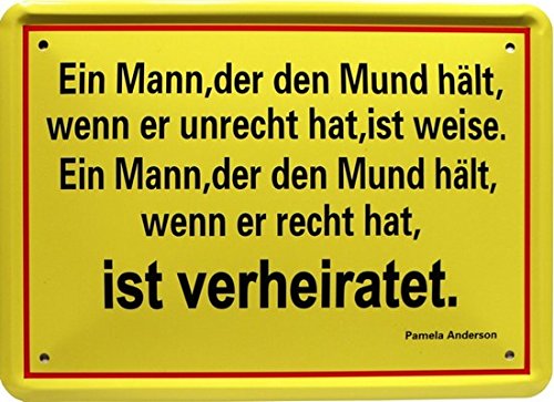 Tin Sign 15 x 21 cm " Mouth Holds A Man... " with Funny MJ 149