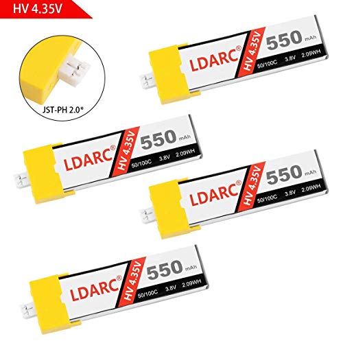 4pcs LDARC 550mAh 1S HV 3.8V LiPo Battery 50C JST-PH 2.0 PowerWhoop mCPX Connector for Inductrix FPV Plus Micro FPV Racing Drone etc