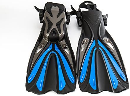 Snorkeling Fins RESTAR Adjustable Speed Fins Super-soft for Diving Fins Swimming Watersports Double Side Flippers for Swimming(Blue)