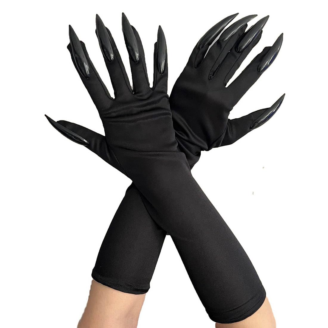 Cubahop Halloween Black Gloves with Long Nails Cosplay Costume Claw Paw Gloves Mitts Pointed Fingernails Ghost Bizarre Gloves Hand Mittens for Halloween Cosplay