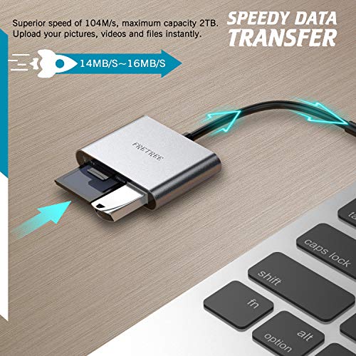 USB C to SD Card Reader - Aluminum 3 in 1 Hub with USB 2.0 Port, Type-C SD Adapter 5Gbps Read 2 Cards & 1 USB Disk, Compatible for MacBook/iPad Pro, Samsung Galaxy S10/S9/S8 and More USB C Devices