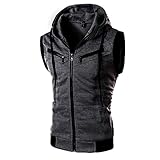 SEENFUN Men's Outdoor Sportswear Sleeveless Zip-up Hooded Vest