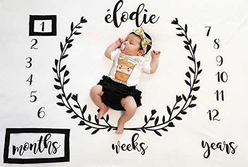 JINLE Baby Monthly Milestone Blanket Polyester Cotton for Girl Baby Shower Gift | Premium Super Soft Extra Large 39 x 39inch