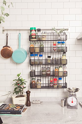 JackCubeDesign Wall Mount Spice Rack 5 tier Kitchen Countertop Worktop Display Organizer Spice Bottles Holder Stand Shelves(17.6 x 4.1 x 26.7 inches) – :MK419A