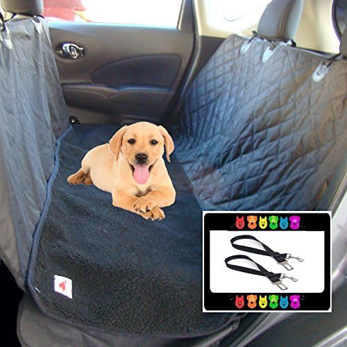 Ultimate Pet Seat Cover and Dog Hammock Features Washable Fleece Mat, Mesh Window and Metal Buckles - 5-Piece Set
