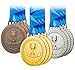 Premium Award Medals, Olympic Style, Gold Silver Bronze (Bulk Set of 9), Metal and Ribbon, Prize for Events, Classrooms, or Office Games, 1st 2nd 3rd Place