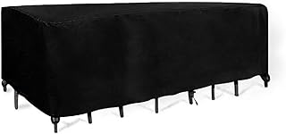 king do way Abdeckung Gartenmöbel Gartentisch Abdeckung Wasserdicht, 600D Polyester Schwarz Abdeckung für Gartenmöbel-Set, Tisch und Stühle Outdoor Staubdicht, (600D Oxford, 213 * 132 * 74cm)
