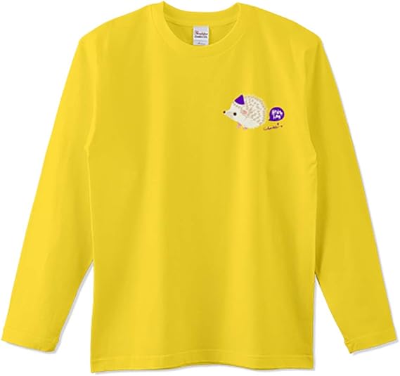 Amazon Maru まるっこくて白い ハリネズミ 大きめワンポイント キャラ ロング Tシャツ 長袖 0407 オリジナルプリント 通販
