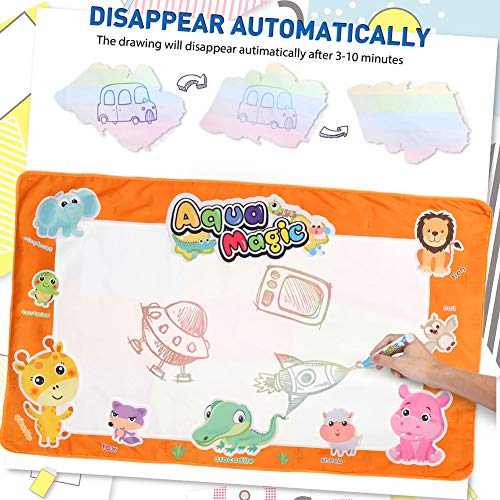 LotFancy Aqua Magic Drawing Mat, 60x35 Inches Extra Large Water Drawing Writing Mat, Kids Painting Coloring Doodling Board Toy, 6No Mess Educational Toys Gifts for Kids Boys Girls Age 6 7 8 Year Old