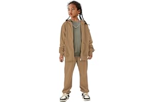 CM C&M WODRO AFUKUIA Girls Solid Jogger Set Active Zipper Long Sleeve Hoodie Sweatshirt and Sweatpants Kid Tracksuit Outfit
