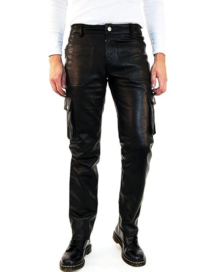 black leather cargo pants