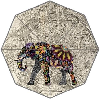Tribal Floral Pattern Elephant And France Paris Map Stylish Unique Personalized Custom Foldable Umbrella