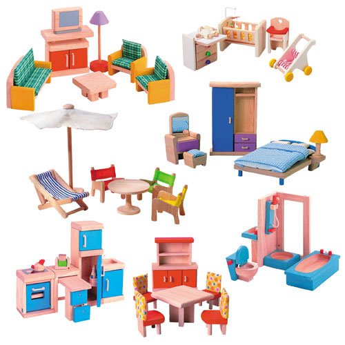 Wooden Dollhouse Furniture Group Buy Online in UAE. Toys And Games