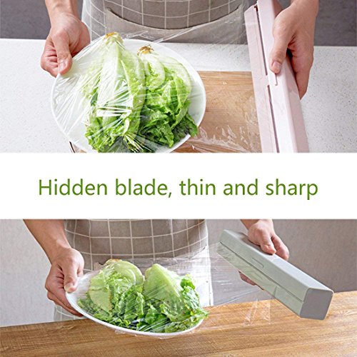 YOMYM Plastic Wrap Cutter Aluminum Foil and Food Film Dispenser with Magnetic Food Hanging Film Slicer - Fixed in The Refrigerator - Thumbnail 3