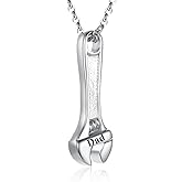 Loybora Mechanic Wrench Cremation Jewelry for Ashes Stainless Steel Tool Urn Pendant Locket Keepsake Memorial Urn Necklace for Men Women Holder Ashes for Pet Human