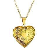 Heart Locket Necklace Pendant Dainty Memorial Keepsake Locket Necklace That Holds Pictures Stainless Steel Heart Photo Box Necklace for Women Lover Mother Father Daughter Son Fashion Jewelry Gifts