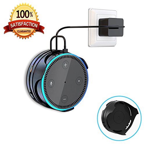 [Upgraded] Echo Dot Wall Mount Hanger Stand IMEEK Stick on Anywhere Dot Holder with Cord Wrap for Dot 2nd Generation Smart Home Speaker-Black