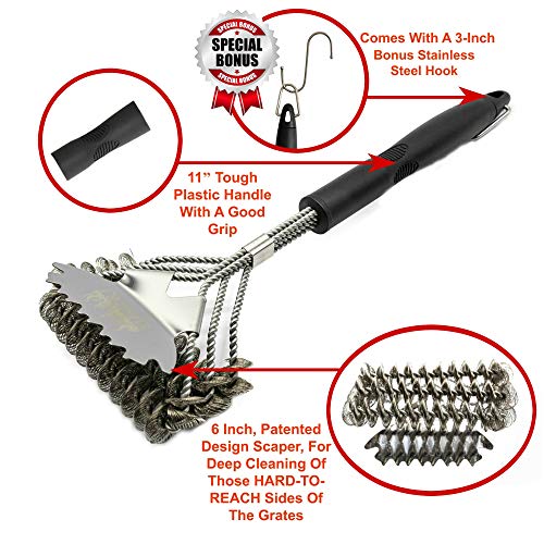 SUMPRI Grill Brush Bristle Free & Scraper Best Safe BBQ Cleaning Brush