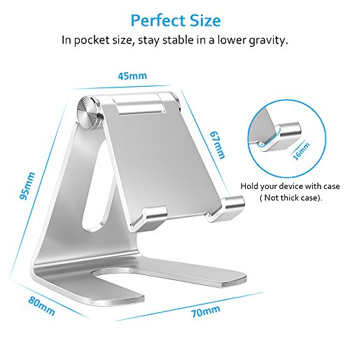 Cell Phone Stand, iPad Mini Stand, Comsoon Universal Adjustable Holder, Cradle, Charging Dock for all Smartphone, iPhone X/ 8 Plus, Note8, Switch & Kindle Reading, Facetime & Live Stream (Sliver)