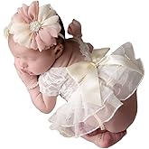 Newborn Photography Outfits Girl Baby Photography Props Lace Romper with Flower Headress Newborn Outfits Girls Photo Props
