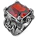 INBLUE Men's Stainless Steel Ring CZ Silver Tone Black Red Dragon Claw Knight Fleur De Lis
