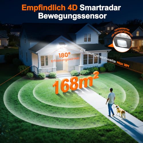 GEARLITE Solar Lights for Outdoor Use with Motion Sensor Pack of 2, 4-in-1 LED Super Bright 3500LM Solar Light 3 Heads, 3 Modes, 270° Wide Angle Lighting, IP65 Waterproof Solar Wall Light for Garage Yard