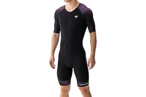 MY KILOMETRE Men’s Triathlon Suits Short Sleeve Tri Suit Racing Triathlon Suit – Quick Dry, Padded, Zipper Pocket