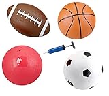 Set of 4 Inflatable Sports Balls for Kids (Soccer Ball, Basketball, Football, Volleyball) with Pump By Bo Toys