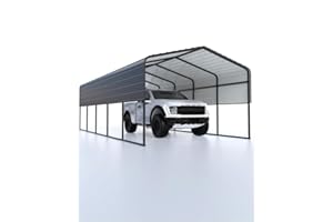 Metal Carport Heavy Duty with Galvanized Roof, All-Metal Weatherproof Car Garage Shelter, All-Weather Permanent Shelter for C