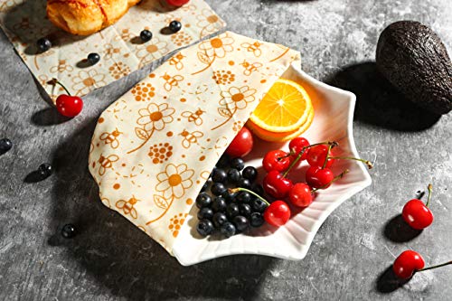 Beeswax Food Wraps Pack of 5, Handmade and Waterproof Reusable Sandwich and Food Wrap Set, Sustainable and Washable Wraps To Keep Food Fresh in 2 Small, 2 Medium, 1 Large Size
