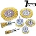 Swpeet 7Pcs Brass Coated Wire Brush Wheel & Cup Brush Set with 1/4-Inch Shank, 7 Sizes Coated Wire Drill Brush Set Perfect For Removal of Rust/Corrosion/Paint - Reduced Wire Breakage and Longer Life