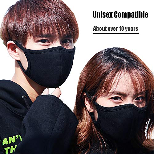 3 Pack Activated Carbon Anti Dust Face Mouth Mask, WITERY Anti Dust Mask Anti-Fog Mask Activated Carbon Earloop Mouth Mask Face Masks for Men Women (3 Pcs Black)