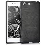 kwmobile TPU SILICONE CASE for Sony Xperia M5 Design brushed aluminium anthracite transparent - Stylish designer case made of premium soft TPU