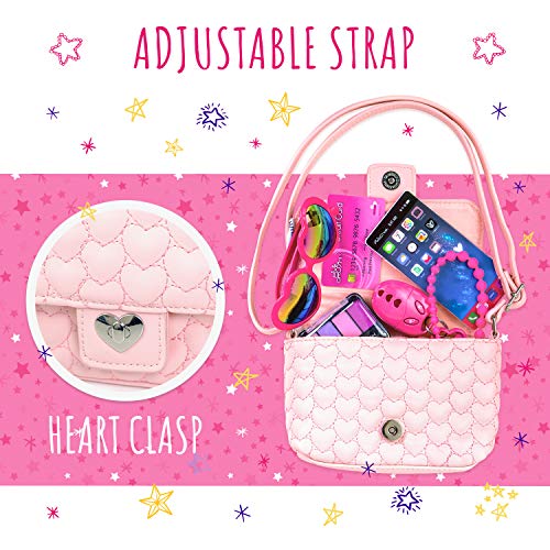 PixieCrush Pretend Play Purse & Makeup for Girls - Fun Little Girl Cosmetics Toys Set with Pretend Makeup, Eyeshadow, Cell Phone, Kids Lipstick, Sunglasses & Keys - Thumbnail 3