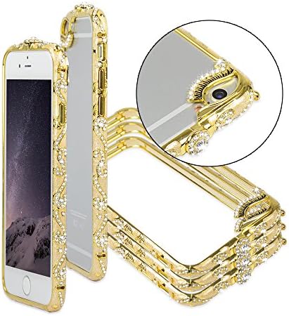 Iphone6 Plus Case Eyelashes Style,luxury Ultra Thin Handmade Diamond Crystal Bling Rhinestone Protective Metal Bumper Case for Iphone 6 Plus (Gold )(5.5inch) (Gold 5.5)