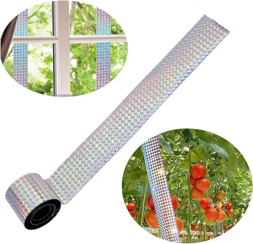 PRADAA Reflective Bird Repellent Scare Tape – 4.8 cm x 50 meters, Double-Sided Deterrent for Balconies, Homes, Gardens, and Farms