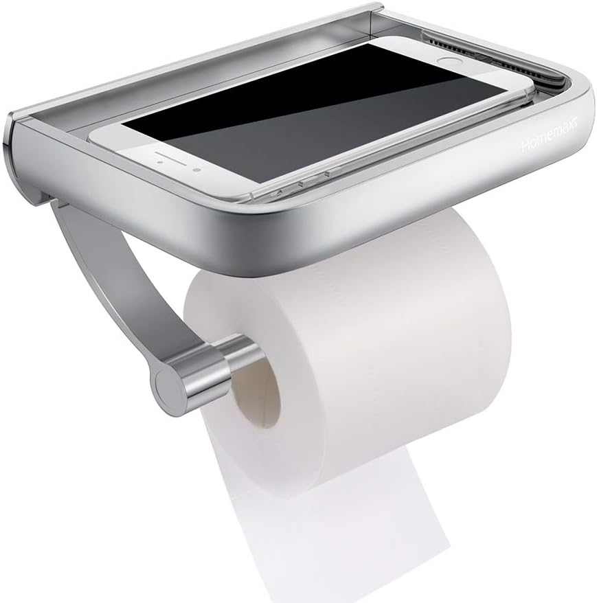 ERTY Wall-Mounted Toilet Paper Holder Toilet Paper Holder with Telephone Storage Rack for Bathroom Accessories