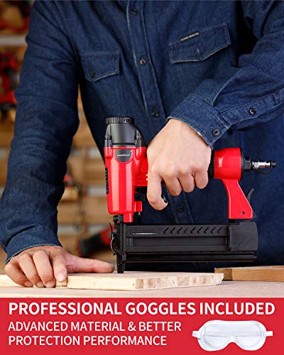 Clavadora POWERSMART Brad, clavadora neumática 2 en 1, compatible con calibre 18, 5/8 pulg. A 2 pulg., Pistola de clavos neumática de 100 sujetadores, 300 clavos Brad, 200 grapas de corona incluidas, PS6130 Clavadora POWERSMART Brad, clavadora neumática 2 en 1, compatible con calibre 18, 5/8 pulg. A 2 pulg., Pistola de clavos neumática de 100 sujetadores, 300 clavos Brad, 200 grapas de corona incluidas, PS6130