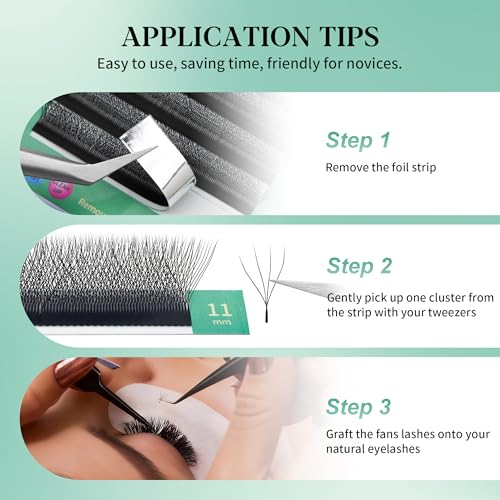 GLAMLASH Eyelash Extensions 4D 0.07mm D Curl 7mm Hair to Hair Premade W Shape Professional Eyelash Extensions (4D,0.07D,7mm)