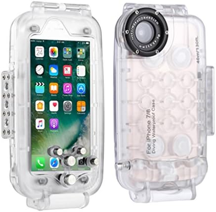 MTTLS Diving Shell 40M Waterproof Diving Housing Photo Video Taking Underwater Cover Case iPhone X iPhone 7/8 iPhone 7 Plus & 8 Plus,Clear,Iphone7/8