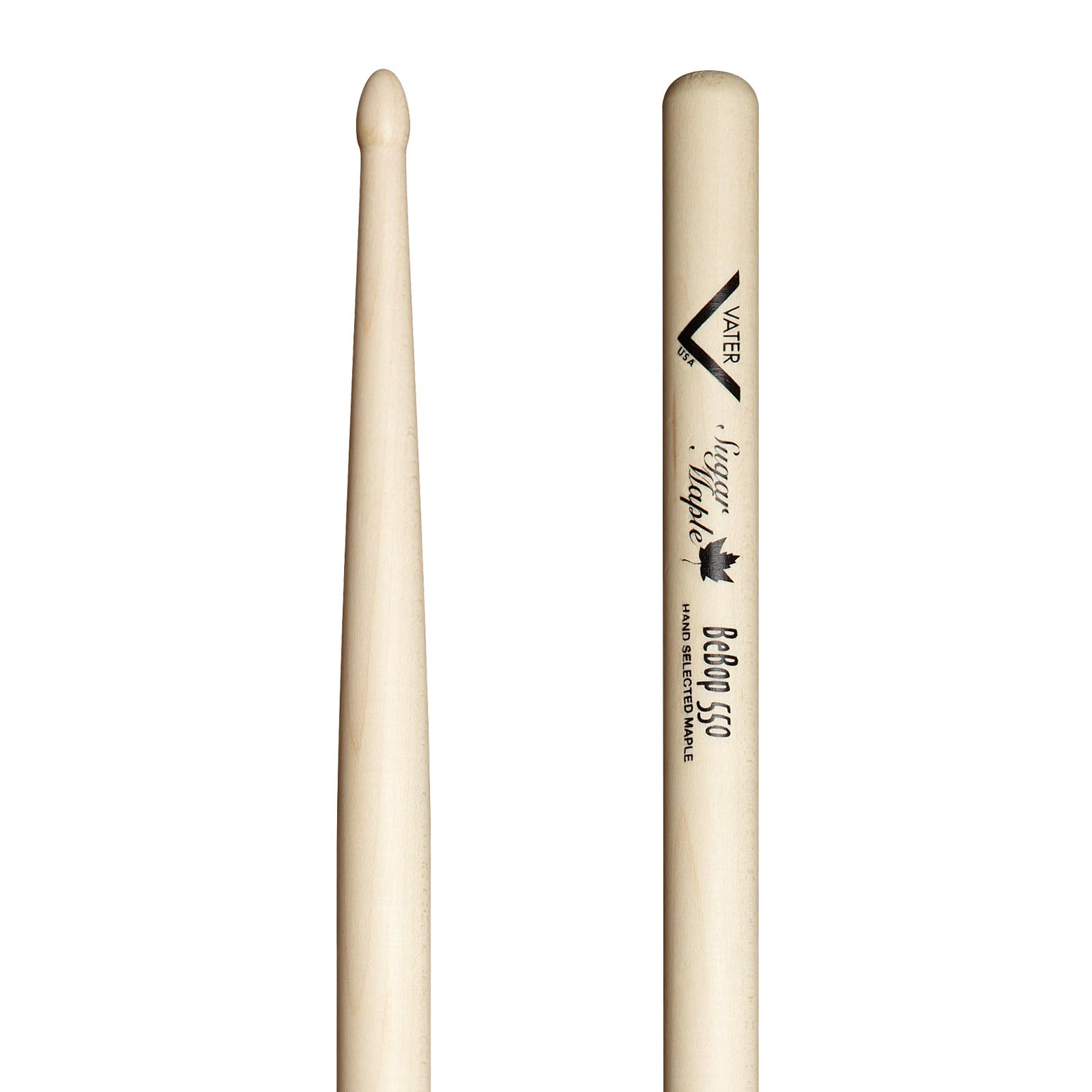 Vater Drumsticks VSMBB550-550 BeBop Series - Sugar Maple - Tear Drop Wood Tip