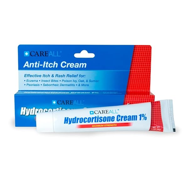 CAREALL HYDROCORTISONE 1%, 1OZ TUBE (PACK OF 4), MAXIMUM STRENGTH ANTI-ITCH CREAM, RELIEF FROM ITCHING AND REDNESS FROM BUG BITES, ECZEMA, PSORIASIS, POISON IVY, OAK AND SUMAC